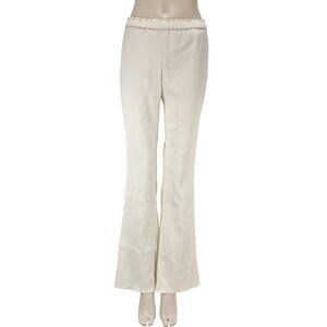 ZARA Flared Crinkled Pull-on Cream Neutral White Leggings Pants Size M